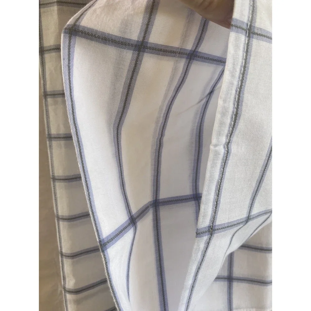 Ikea 2 King pillow case shams NWOT white blue checked windowpane grid pattern